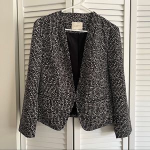 LOFT Lightweight Draped Open Front Blazer Black & White 310729 Size M